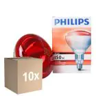 Lot 10x Philips BR125 IR 150W E27 230-250V Rouge